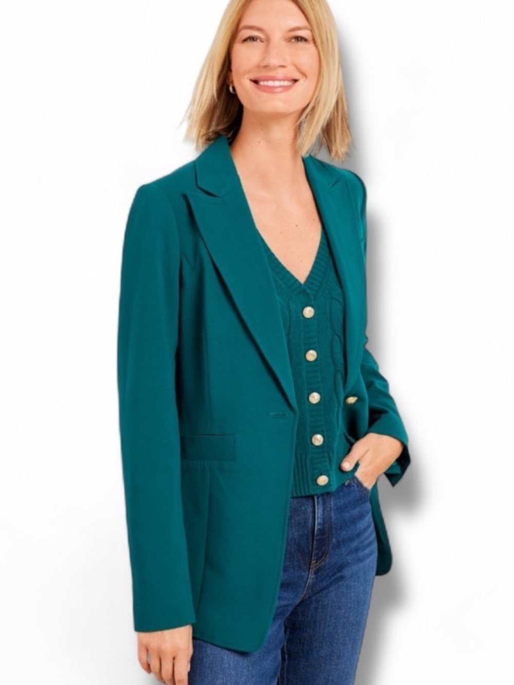 Talbots Plus Tailored Stretch Blazer Jacket